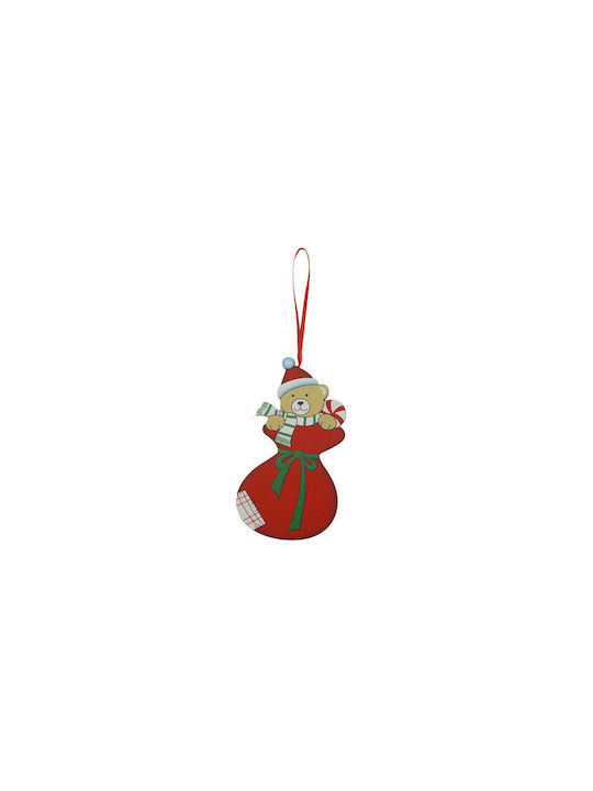 Ornament suspendat Ursulet Din lemn Roșu 7.5x14buc