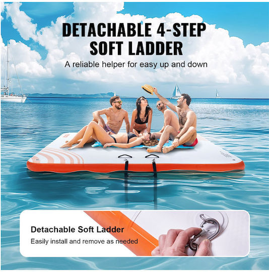 Vevor Inflatable Floating Dock with Handles White 213x213cm