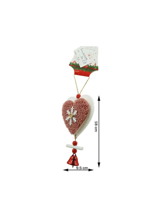 Hängendes Herz Ornament Hölzern Rosa 9.5x18cm