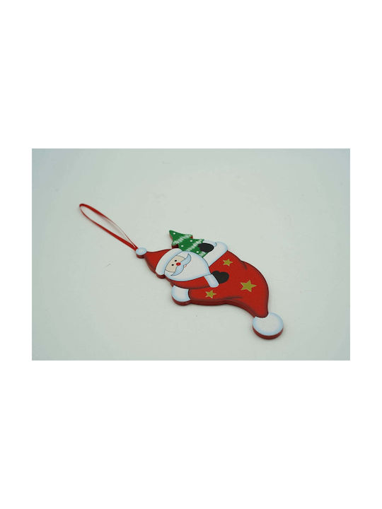 Hängender Schneemann Ornament Hölzern Rot 8x8cm