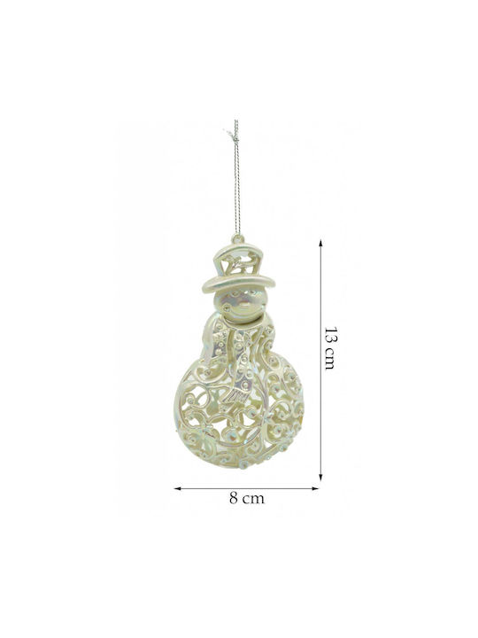 Hängender Schneemann Ornament Kunststoff 13x8cm