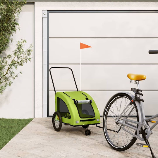 vidaXL Dog Carrying Green Bicycle Trailer for 45kg Pets L124.5xW66xH63.5cm