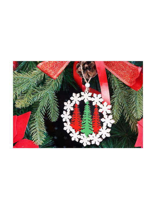 Hanging Ornament Wreath Wooden Multicolour 9.5x9.9cm