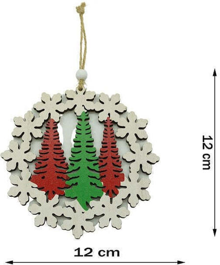 Hanging Ornament Wreath Wooden Multicolour 9.5x9.9cm