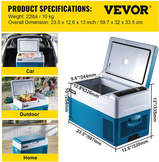 Vevor Φορητό Ψυγείο 22lt 12V Μπλε