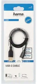 HAMA USB 2.0 Cable USB-C male - USB-A Χρυσό 0.75m 00200634