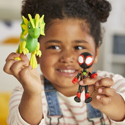 Фигура за Действие Spidey And His Amazing Friends Spider-Man Dino-Webs, Miles Spin Morales And S Electrosaurus 10см.
