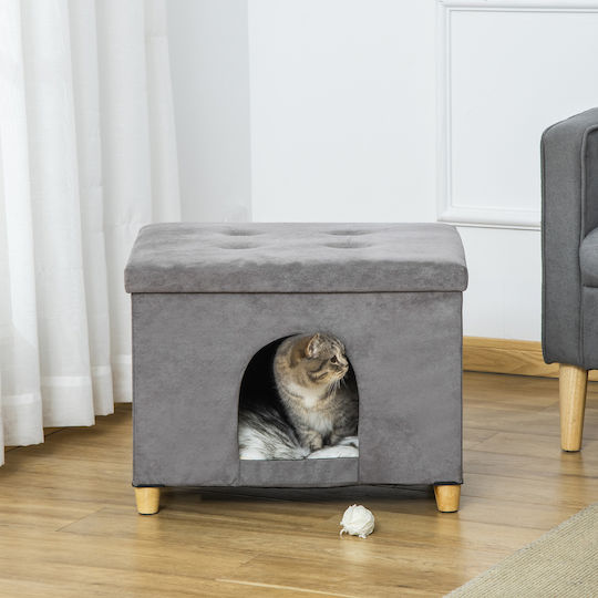 Pawhut House Pillow Cat Gray