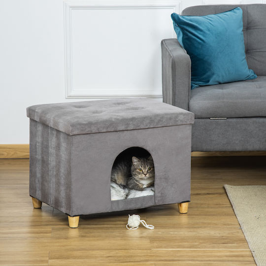 Pawhut House Pillow Cat Gray