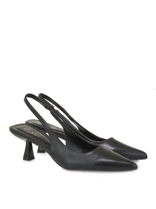 Exe Synthetic Leather Black Medium Heels