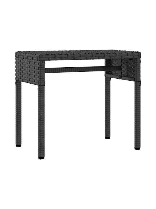 Liegestuhl Rattan mit Kissen & Sonnenschirm Schwarz mit Tisch 2Stück 89x200x60cm.