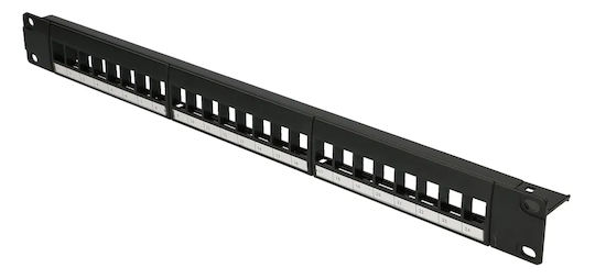 Extralink Patch Panel Keystone for Rack 1U 19" with 24 Ports Black