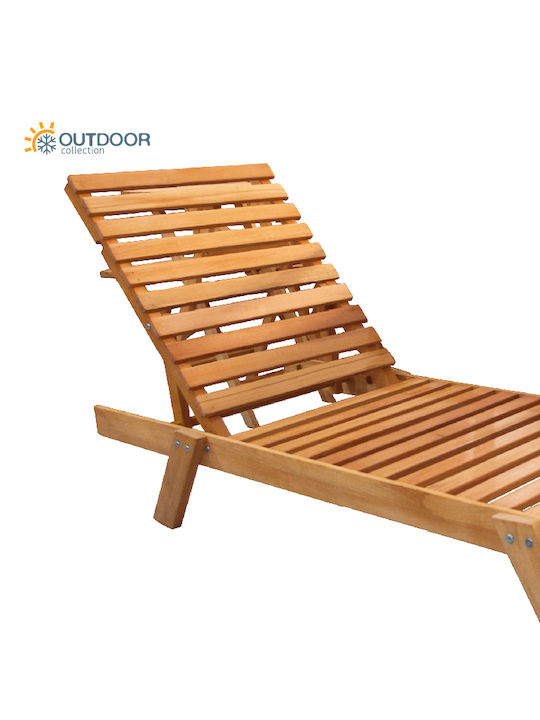 Deckchair Wooden Beige 202x61x24cm.