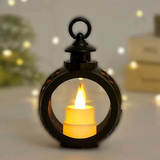 Crăciun Plastic Lampion Negru Baterie 13.5x9cm.