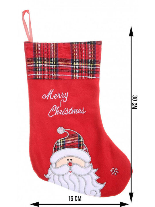 Weihnachtliche Dekorative Socke mit Άγιο Βασίλη L30xB15cm. Rot