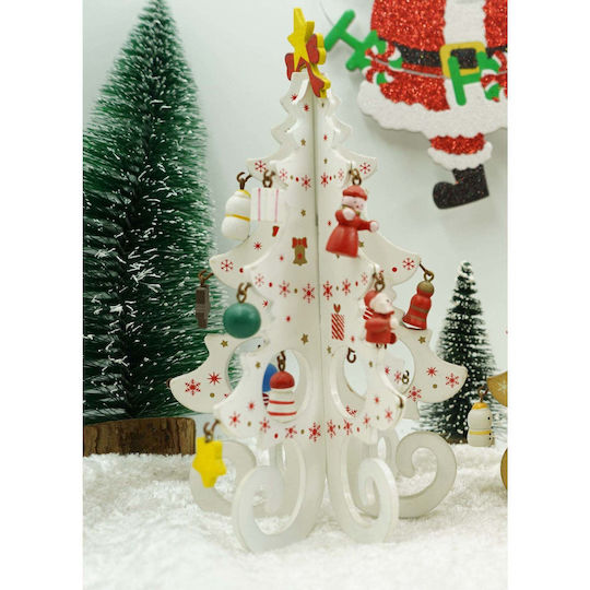Christmas Decorative Wood Tree 20cm White