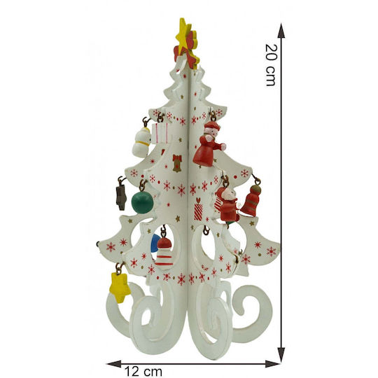Christmas Decorative Wood Tree 20cm White