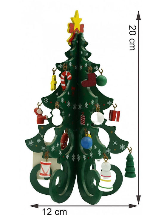 Christmas Decorative Wood Tree 20cm Green