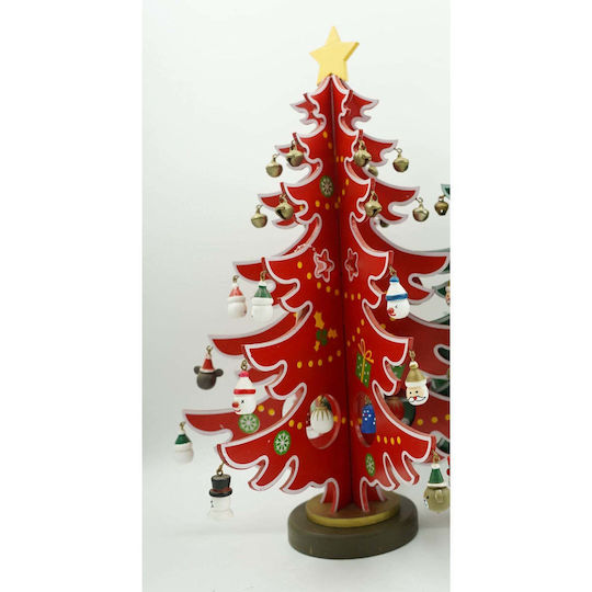 Decorațiune de Crăciun Lemn Braduleț 33cm. Roșu