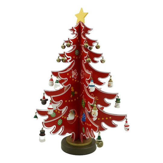 Decorațiune de Crăciun Lemn Braduleț 33cm. Roșu