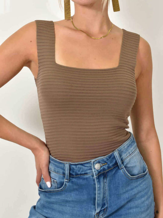 Women's Sleeveless Embossed Design Top Cigar 24926