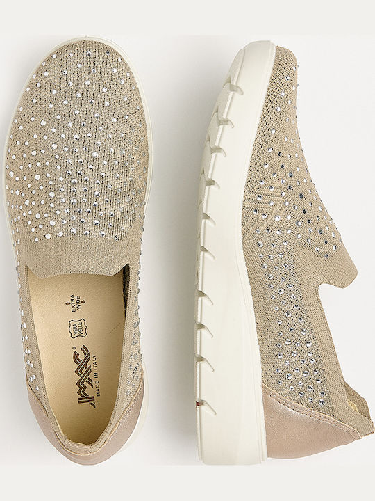 Ανατομικά Γυναικεία Slip-On Δερμάτινα Μπεζ