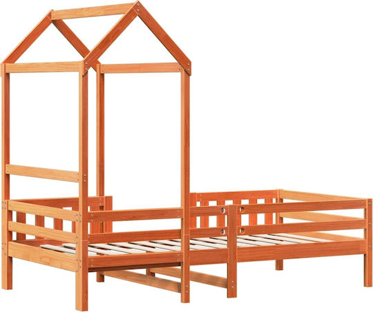 Детско Легло Единично Кафяв за Матрак 100x200см