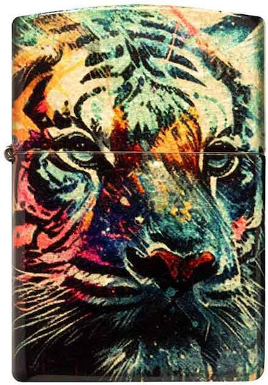 Zippo Painted Tiger Αντιανεμικός Αναπτήρας Φλόγας Πολύχρωμος