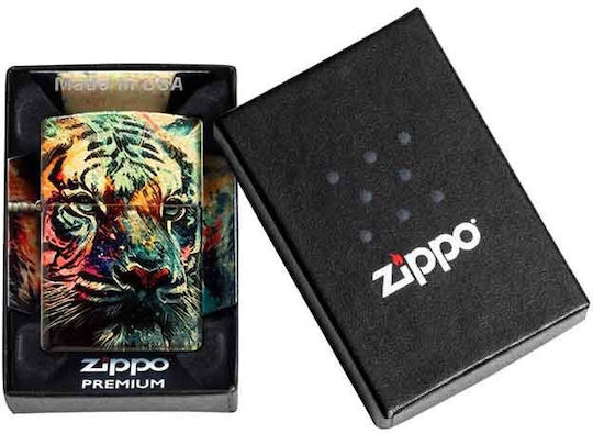 Zippo Painted Tiger Αντιανεμικός Αναπτήρας Φλόγας Πολύχρωμος