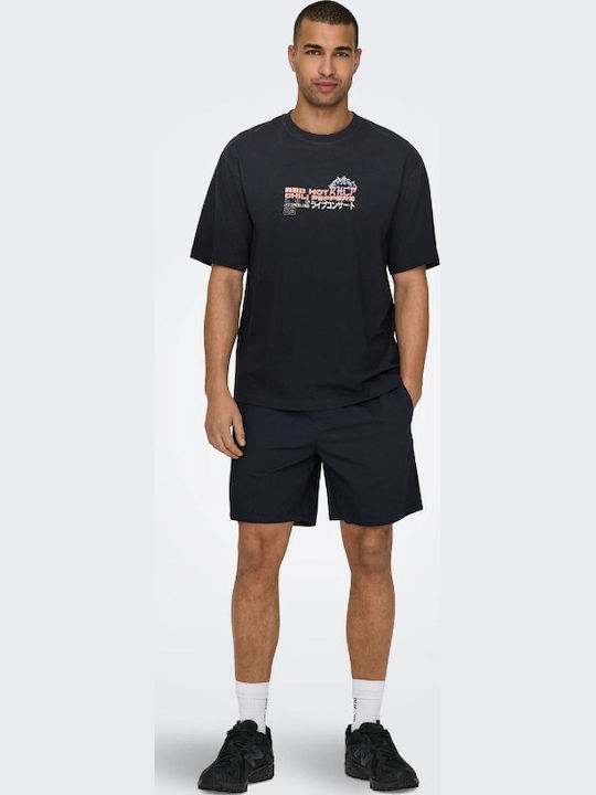 Only & Sons T-shirt Marineblau Kalifornication-Einstellung