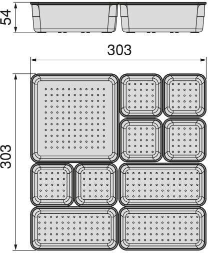 Emuca Schubladenorganisator mit Schubladen & Trennzeichen Transparent 10Stücke 30,3x30,3x5,4cm
