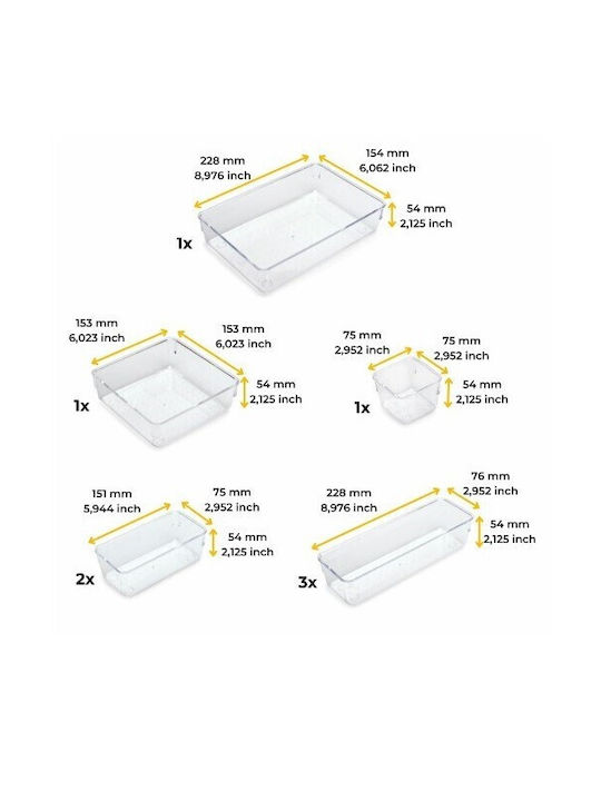 Emuca Organizator Sertar Transparent 8 Bucăți 45.7x30.3x5.4cm