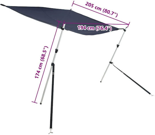 Bootsverdeckverlängerung T-Form Marineblau 174x205x115-194 cm