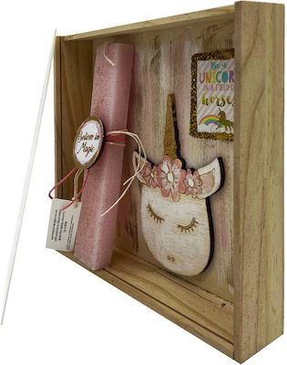 Unicorn-Believe candle set with handmade box-frame