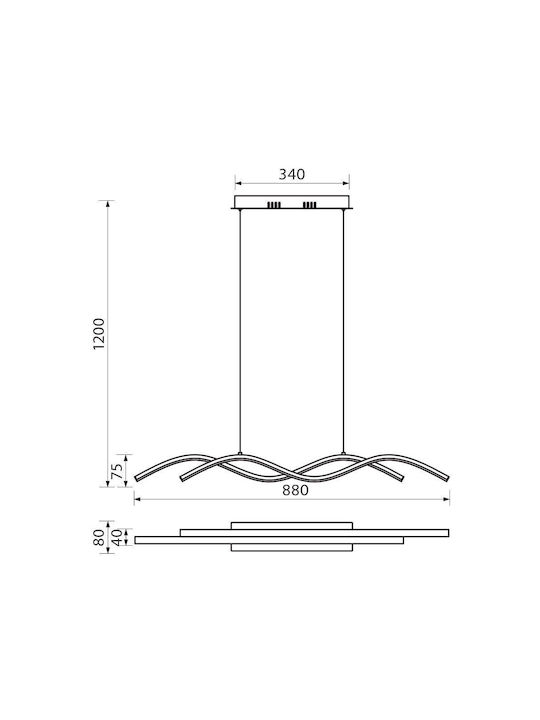 Vivalux Adjustable Pendant Light White 8x88x120cm