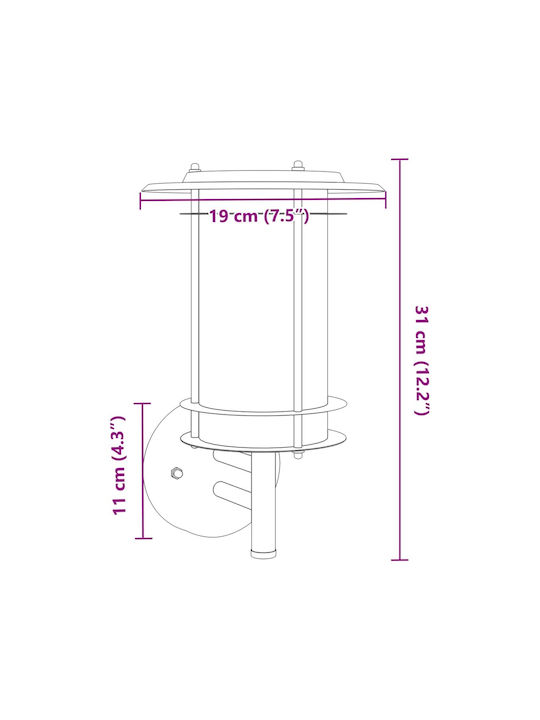 vidaXL Wall-Mounted Outdoor Light GU10 IP44 19x19x31εκ.