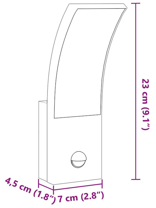 vidaXL Wall-Mounted Outdoor Light LED IP54 9W with Warm White Light 7x4.5x23εκ.