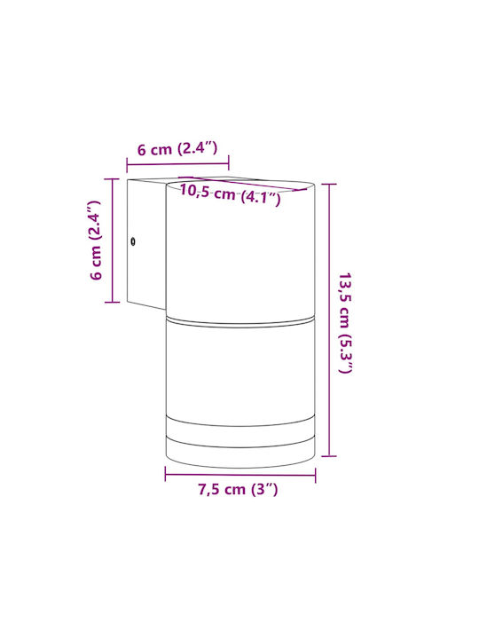 vidaXL Wall-Mounted Outdoor Light GU10 IP44 7.5x10.5x13.5εκ.