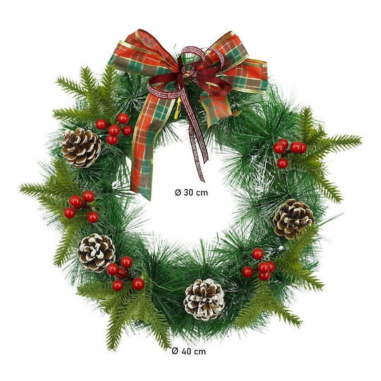 Crăciun Decorativ Plastic Coroană de flori cu lumină LED Electric cu Diametru 40cm.