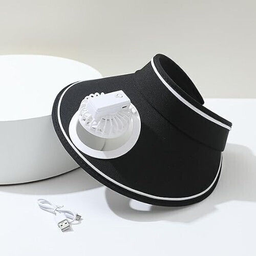 Visor Ventilator Gât USB Reîncărcabil Fără Lamele Negru