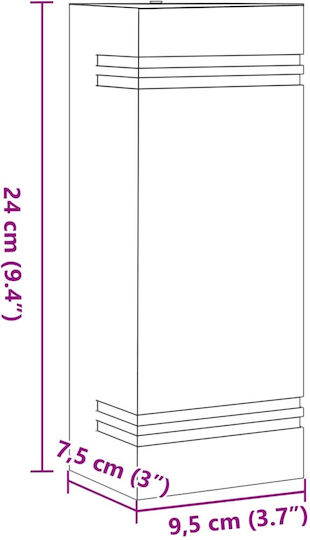 vidaXL Lumină de exterior montată pe perete GU10 IP44 9.5x7.5x24εκ.