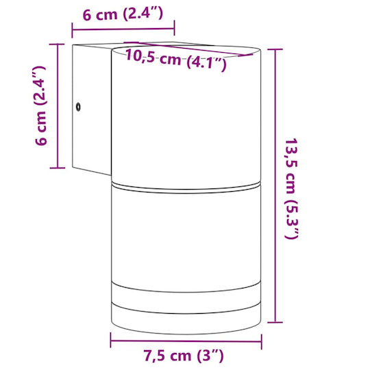 vidaXL Lumină de exterior montată pe perete GU10 IP44 7.5x10.5x13.5εκ.
