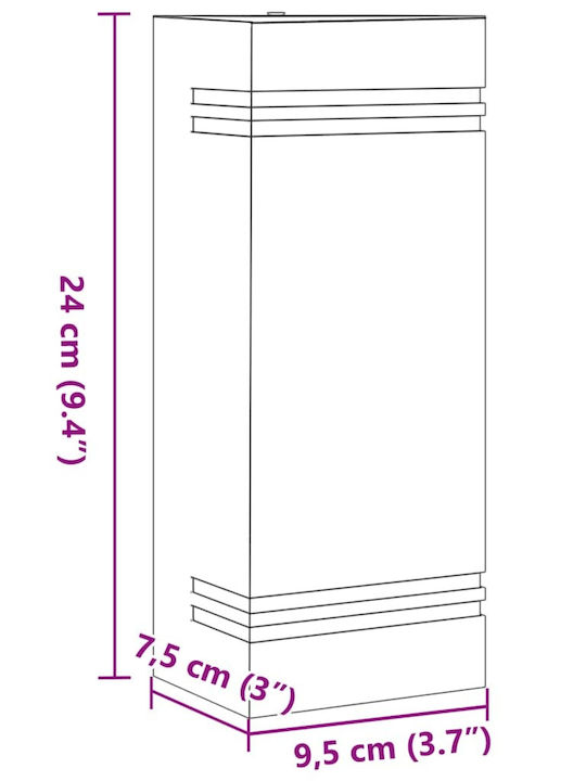 vidaXL Wall-Mounted Outdoor Light GU10 IP44 9.5x7.5x24εκ.