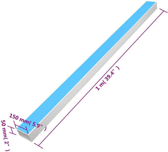 vidaXL Cable Channel with Sticker Floor made of Plastic White 1m