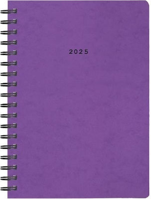 Următorul jurnal 2025 zilnic spiralat Prespan mov 17x25cm