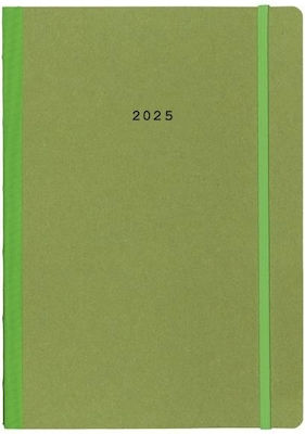 Next Diary 2025 Natural Weekly Flexi Green Elastic 17x25cm