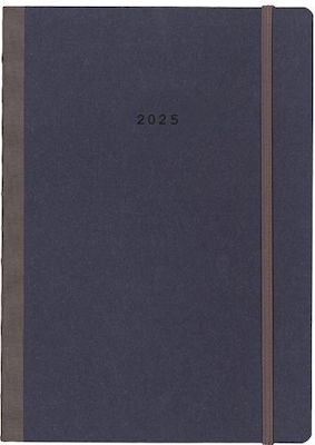 Next Diary 2025 Natural Weekly Flexi Blue Elastic 17x25cm