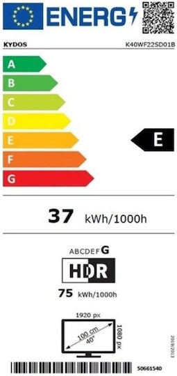 Kydos Smart Τηλεόραση 40" Full HD LED K40AF22SD01BV2 HDR (2024)