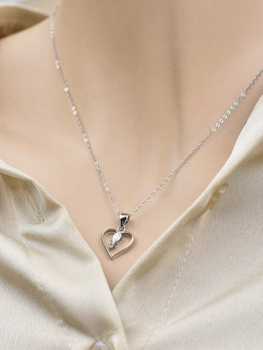 Goldjewels Κολιέ με σχέδιο Καρδιά από Ασήμι με Ζιργκόν