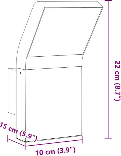 vidaXL Стенен Външен Осветител LED IP54 9W с Топла Бяла Светлина 10x15x22см